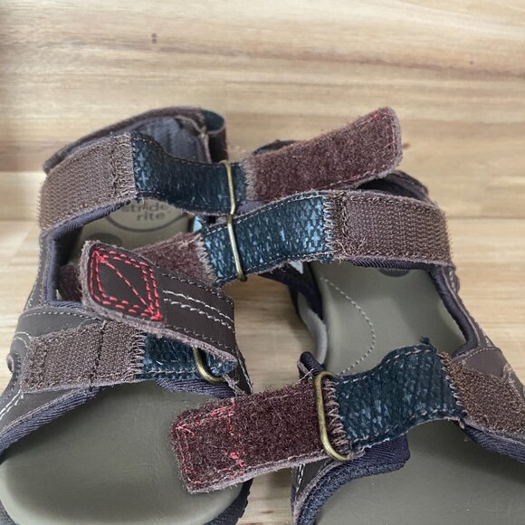 Boy's Stride Rite Brown Leather SRT Garth Hook & Loop Sandals Size 11W EUC - Picture 9 of 10